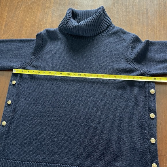 Tuckernuck - XL Sophia Turtleneck Sweater 100% Wool Navy Blue Gold Old Money - Picture 4 of 11